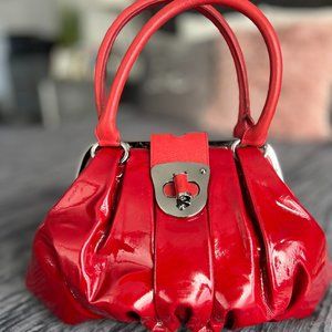 Alexander McQueen Elvie Red Patent Leather Handbag